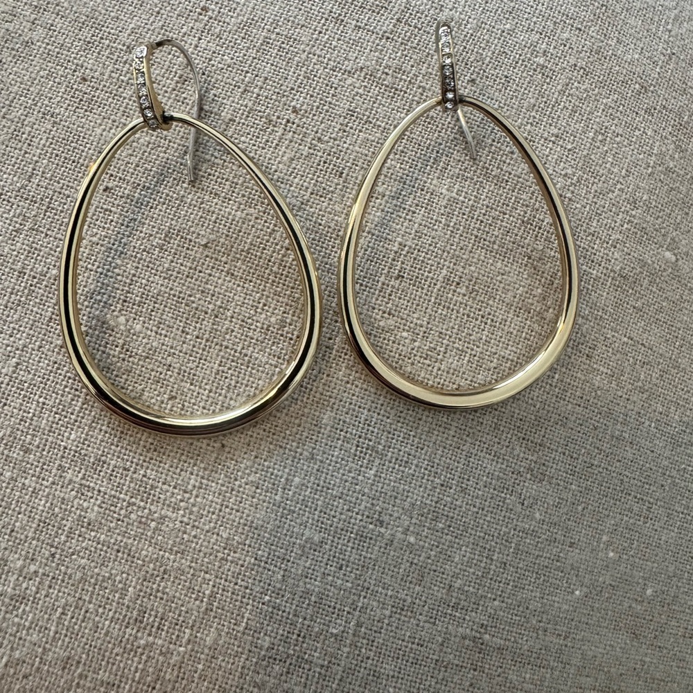 Stella and Dot Gold Teardrop Hoop Earrings with Minimalist Design